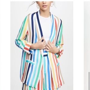 ALICE AND OLIVIA Rainbow Multicolor Stripe Lightweight Jacket Blazer.